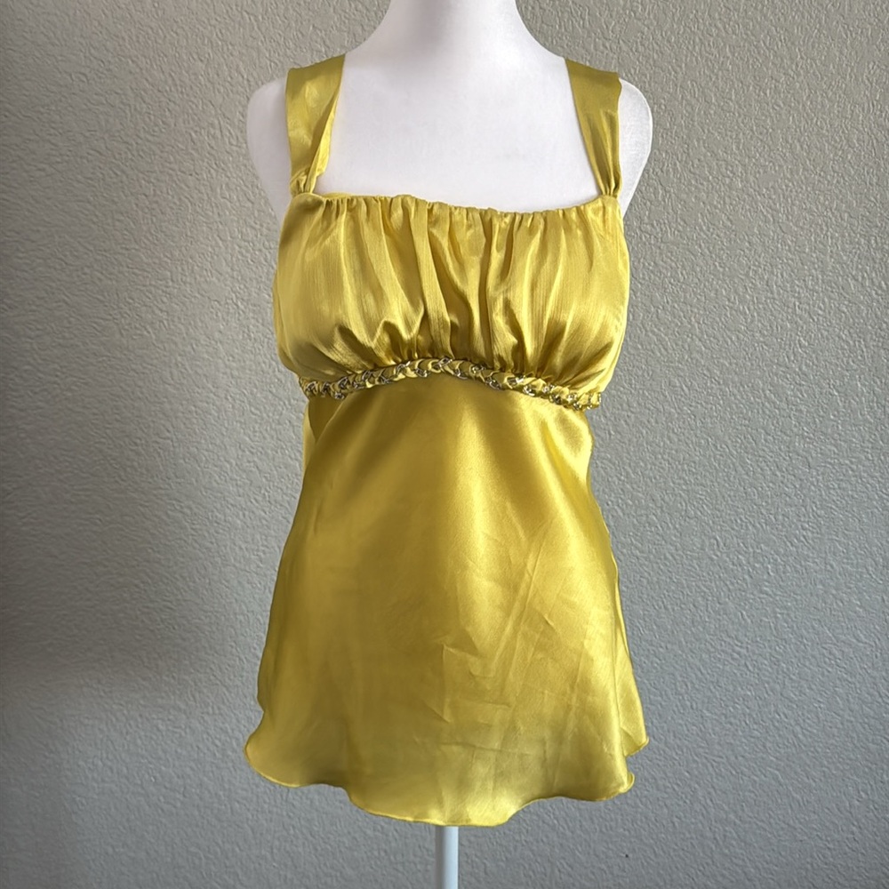 Bwear Yellow Ruched Fitted Tank Top XL - Picture 2 of 4